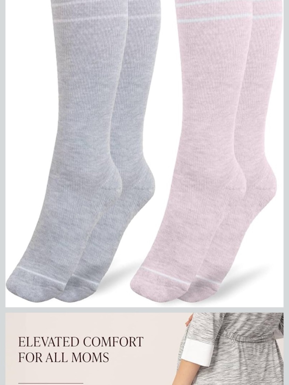 Kindred Bravely Pink and Gray Nursing Socks - Picture 8 of 9